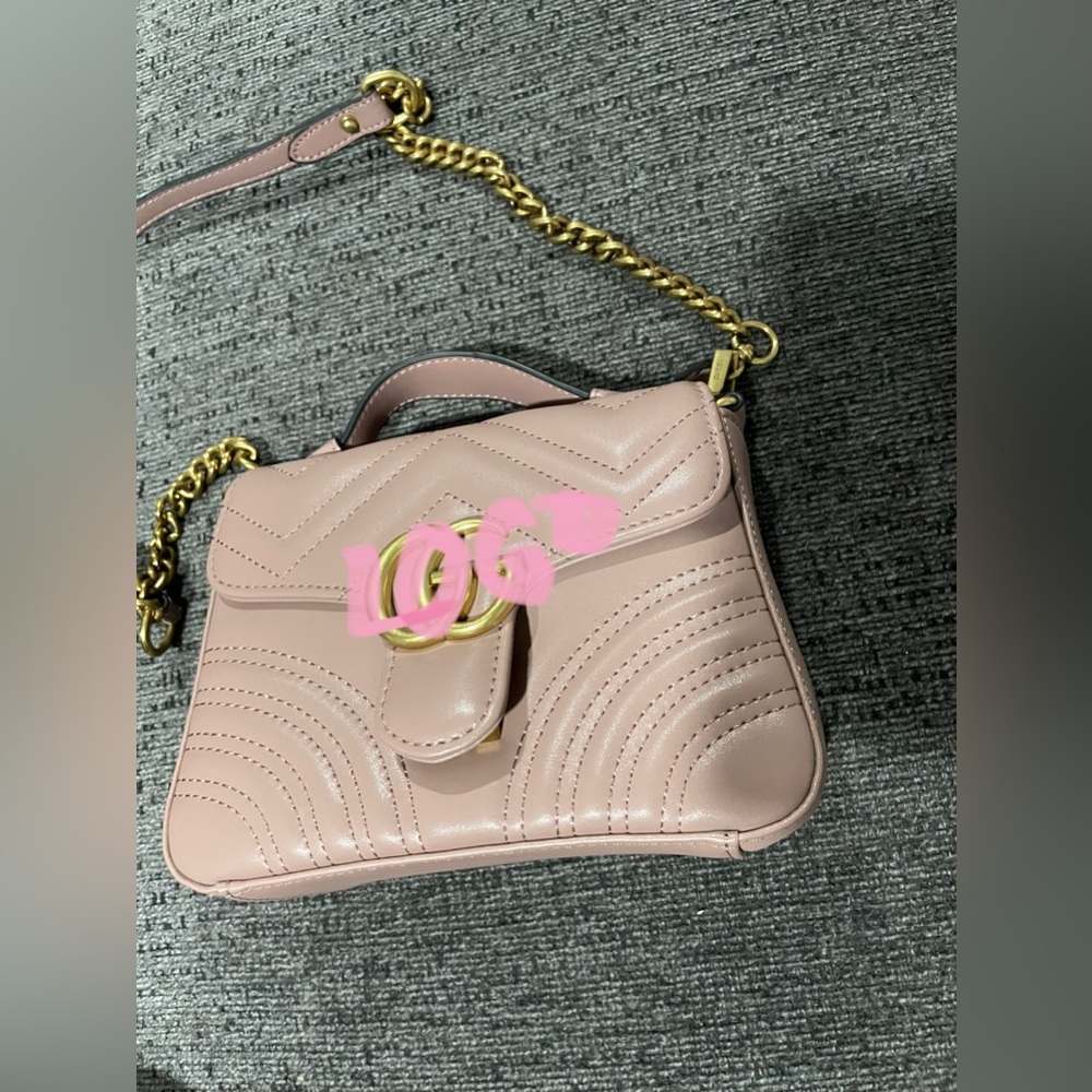 Nude pink mini bag with logo